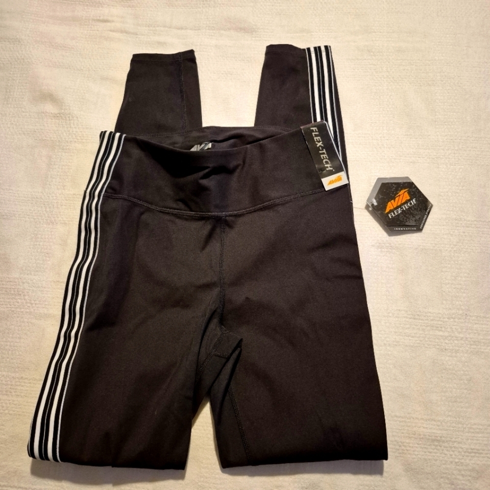 Avia women's XS or 0-2 Flex Tech leggings stripe down both legs NWT